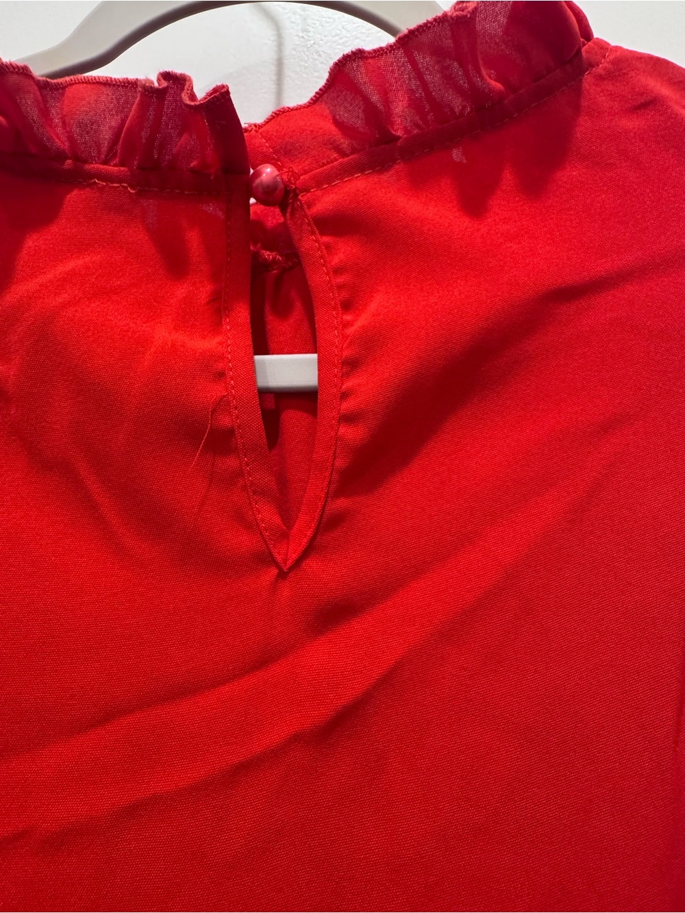 Red Ruffle Sleeve Women's Top - Picture 6 of 6
